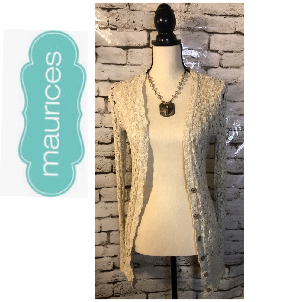 MAURICES LACE KNIT CARDIGAN SMALL